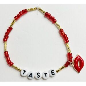 Sabrina Carpenter Taste Red and Gold Beaded Friendship Bracelet
